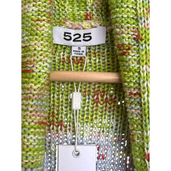 525 America Multicolor knit fringe cardigan sweater open front long duster S - Picture 6 of 6